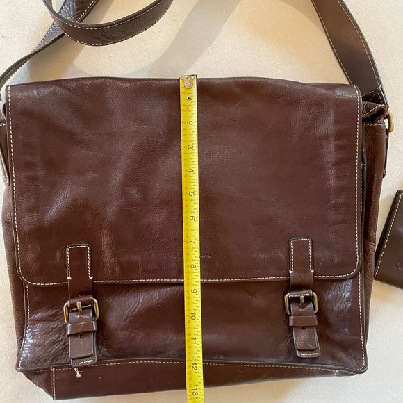 Cole Haan Brown Leather Messenger Laptop Bag Adjustable Strap - Picture 15 of 16